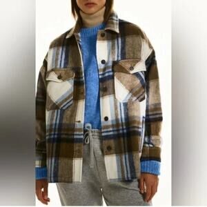 Zara | Wool Blend Plaid Overshirt Shacket Size Small